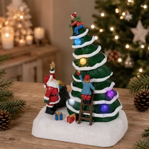 �rbol luminoso y animado para pueblo (H19 cm) Preparativos de Navidad