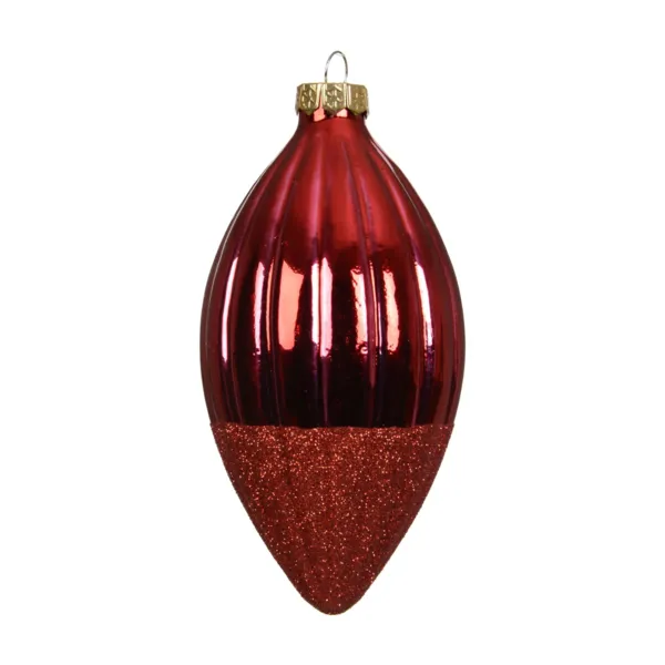 Lot de 3 boules de No�l en verre (D60 mm) Goutte pr�cieuse paillet�e Rouge