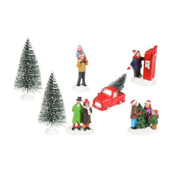Set mit 7 Figuren und Accessoires (H9 cm) Bald Weihnachten