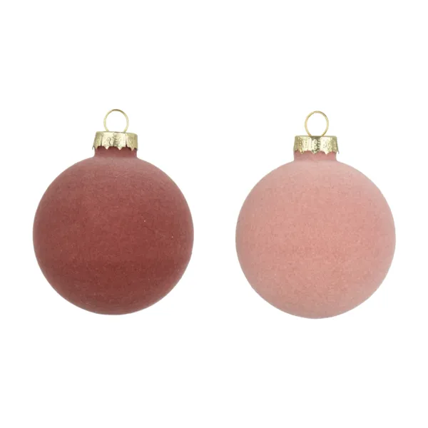 Lot de 6 boules en verre (D80 mm) Velours Rose poudr�