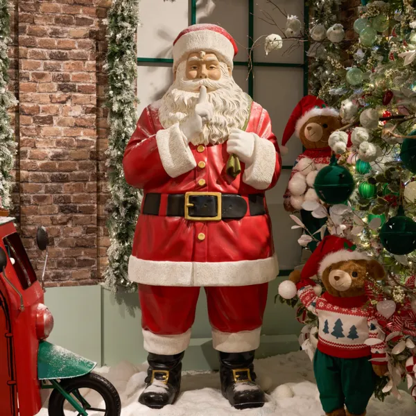 Babbo Natale Tradizionale Gigante (H182 cm) Klaus silenzio sto arrivando