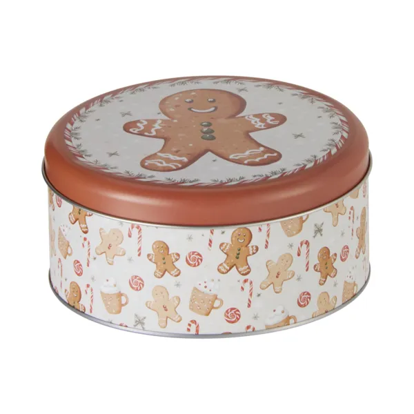 Set aus 2 runden Metalldosen Kleine Kekse Braun