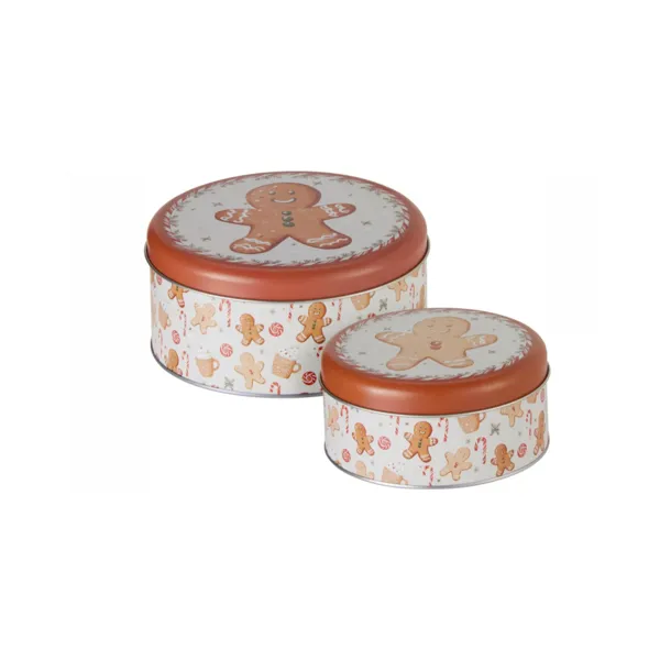 Set di 2 scatole rotonde in metallo Petits Biscuits Marrone