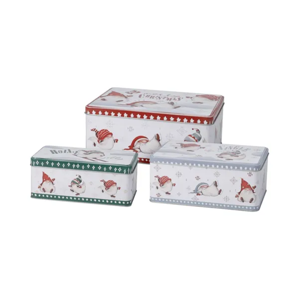Set di 3 scatole rettangolari in metallo Folletti gioiosi Multicolore