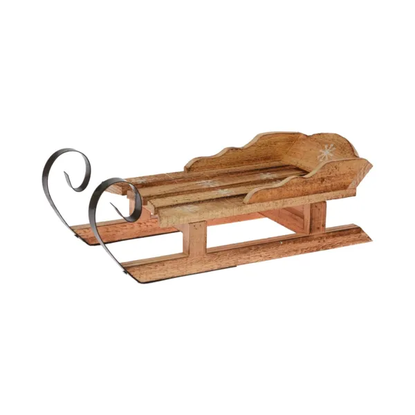 Slitta in legno (34 x H11 cm) Discesa dalle piste Naturale