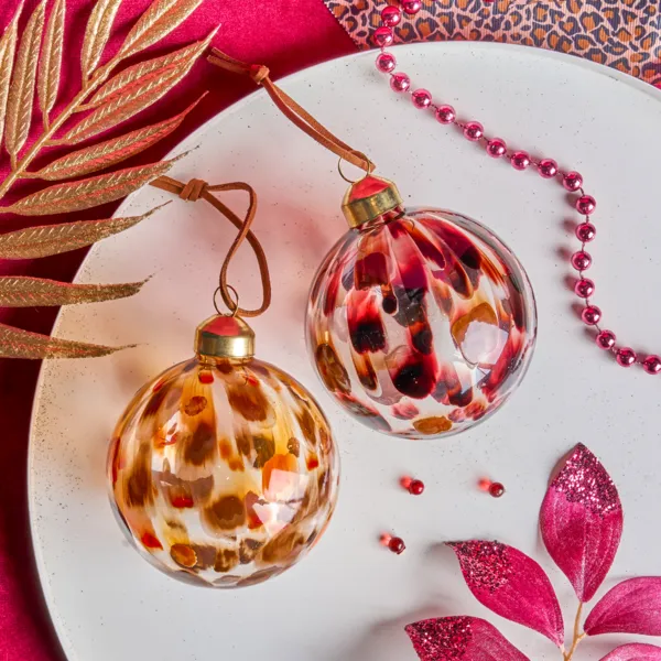 Set mit 12 Weihnachtskugeln aus Glas (�80 mm) Wild Christmas Kaffee- und Cognacbraun