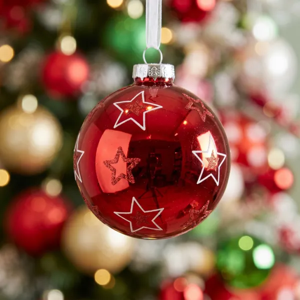 Set di 3 palline di natale in vetro (D80 mm) Super Stars Rosso