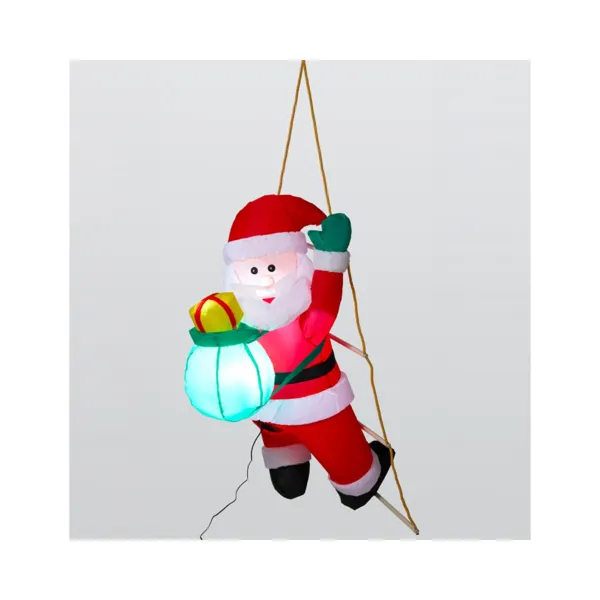 Aufblasbarer und beleuchteter Weihnachtsmann f�r den Au�enbereich (H122 cm) Abstieg an Seilleiter Mehrfarbig