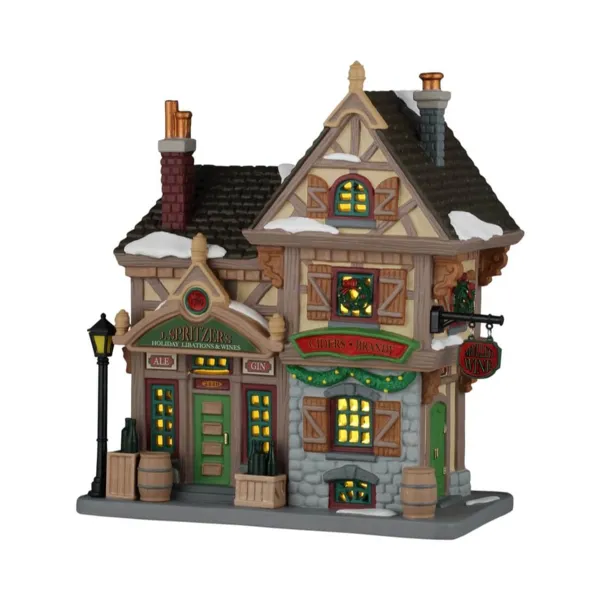Lemax verlicht kerstdorp Wijn- en gedistilleerdbar J. Spritzer's