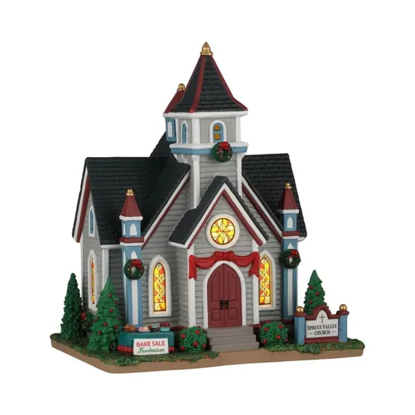 Lemax verlicht kerstdorp De Kerk van de Dennenvallei