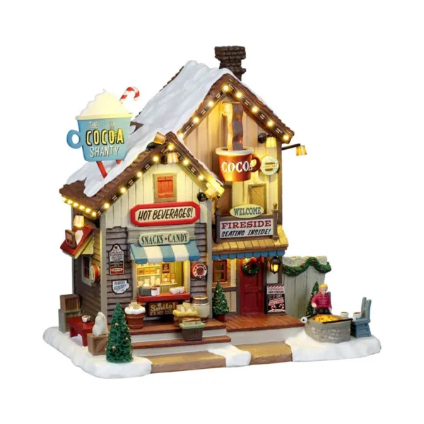 Lemax verlicht kerstdorp op batterijen Het Cocoa chalet