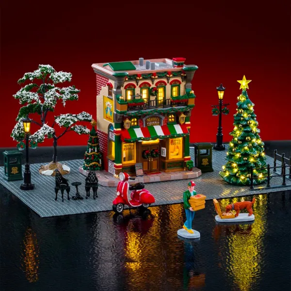 Lemax verlicht kerstdorp Compleet set Mario's Pizzeria