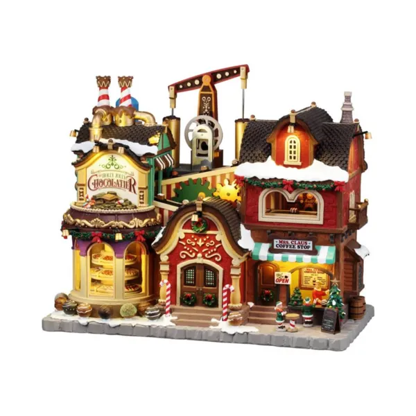 Villaggio di Natale Lemax luminoso musicale e animato La cioccolateria di Mrs Claus