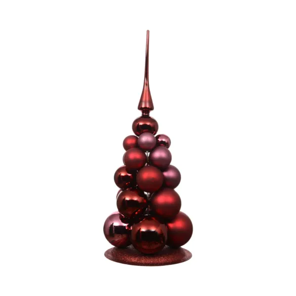 Sapin de table d�co (H32 cm) Boules de No�l Bordeaux