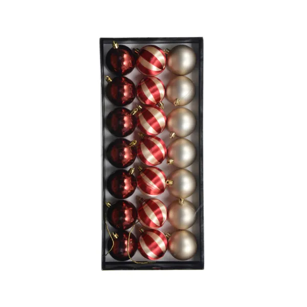 Set van 21 kerstballen (Ø60 mm) Vintage fun Rood, bordeaux en parelmoer