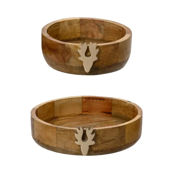 Set di 2 ciotole in legno di mango (H10 cm) Caribou Naturale
