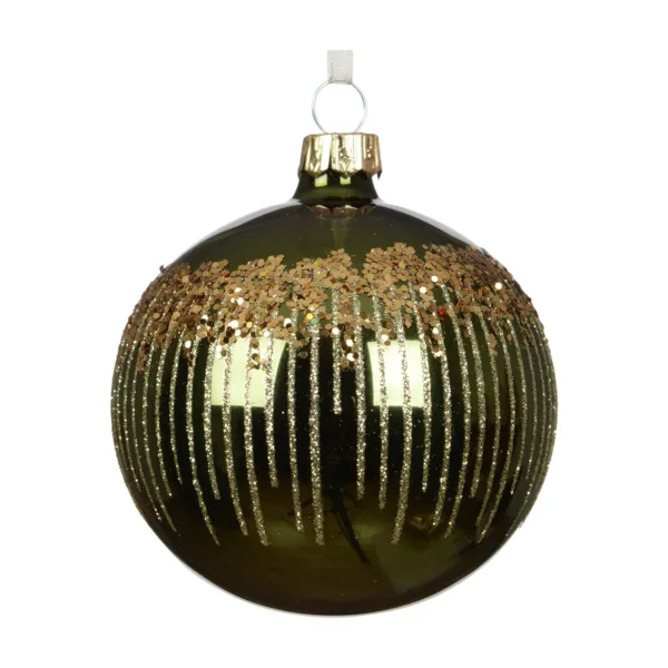 Lot de 6 boules de No�l en verre (D80 mm) Winter F��rie Vert sapin