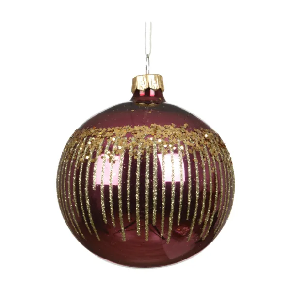 Lot de 6 boules de No�l en verre (D80 mm) Winter F��rie Rose fonc�