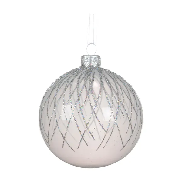 Lote de 6 bolas de vidrio (D80 mm) Sue�o de Navidad Blanco