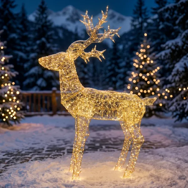 Leuchtendes Weihnachstrentier 1500 LED (H162 cm) Blinkend warmwei� und warmgold