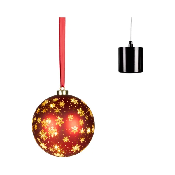 Batteriebetriebene LED-H�ngelampe 20 LED (D19 cm) Schneeflocken und Sterne Rot