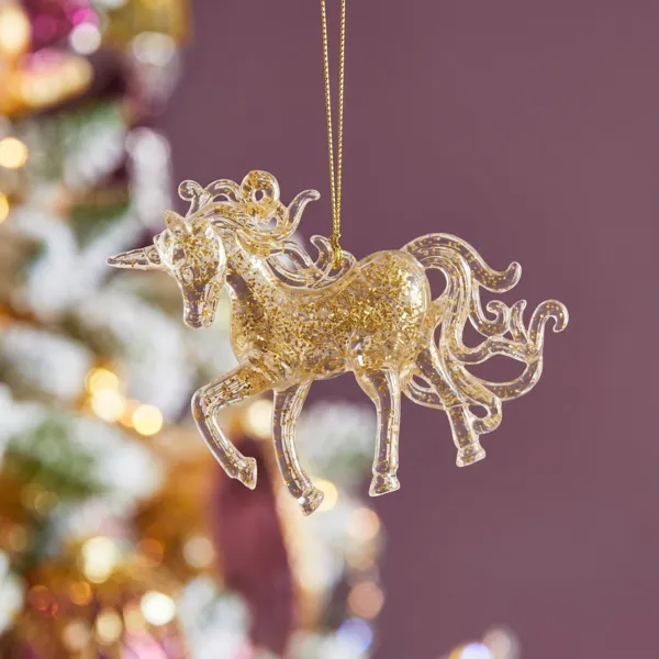 Suspension de No�l (H8 cm) Ma Licorne paillet�e Or