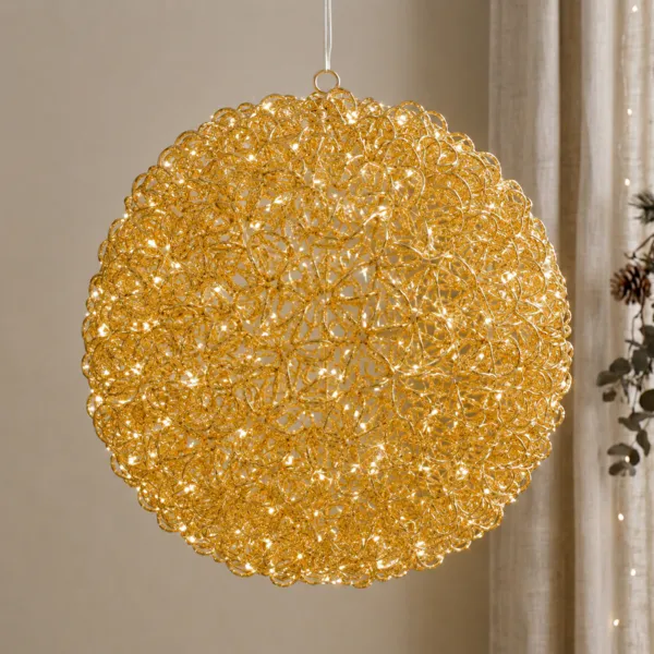 Bola de Navidad luminosa 700 LED (D55 cm) Nochevieja Flash Oro intenso y blanco c�lido