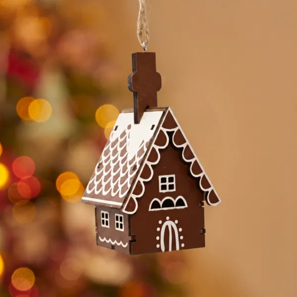 Addobbi natalizi in legno (H10 cm) Casa artica Marrone