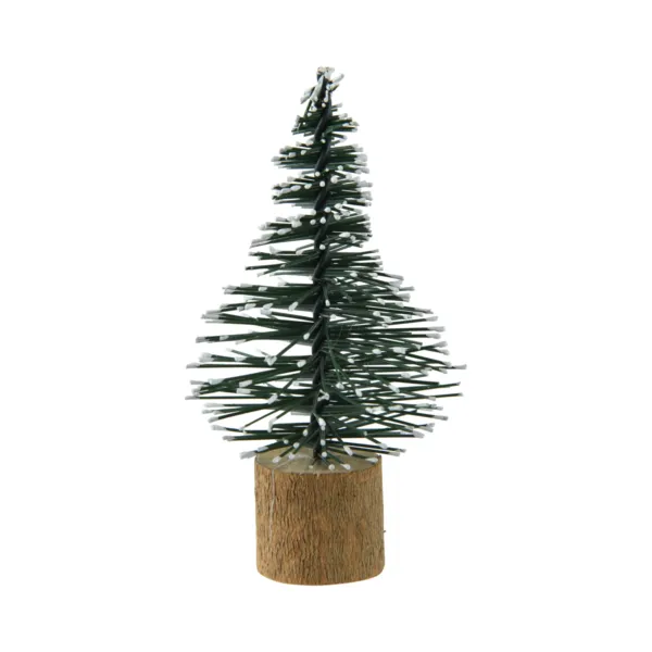 Lot de 12 sapins d�coratifs (H8 cm) Magie des Bois Vert enneig�