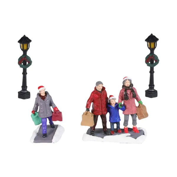Set van 4 figuren en accessoires (H9 cm) Winkelen in de stad