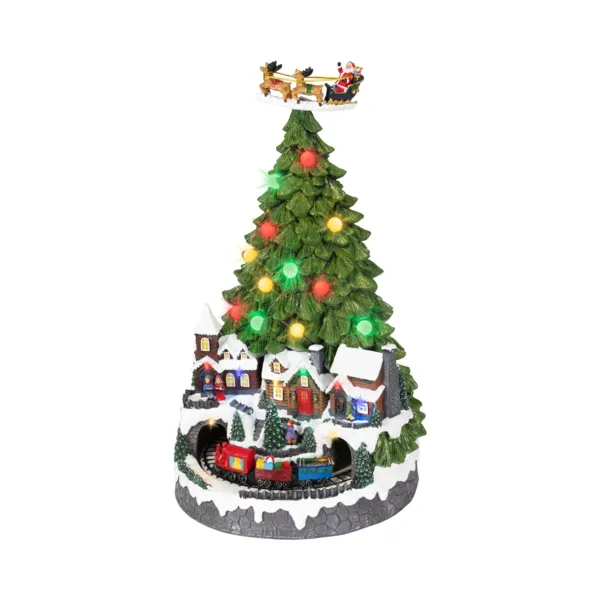 Musikalisches und beleuchtetes Weihnachtsdorf mit Animation (H41 cm) Magie des gro�en Tannenbaums