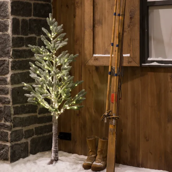 Albero di Natale luminoso da esterno 158 LED (H240 cm) Pino Clarius Verde innevato e bianco caldo