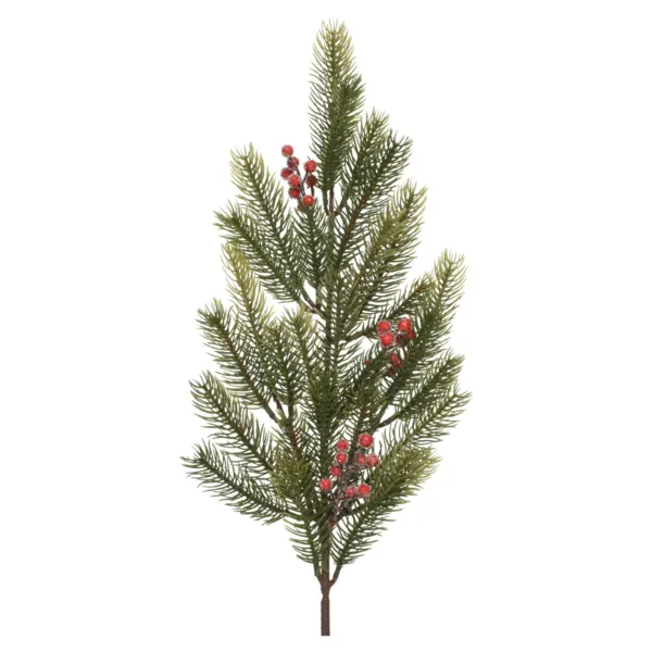 Branche de sapin (H64 cm) Saint-Moritz Sapin Vert et baies rouge