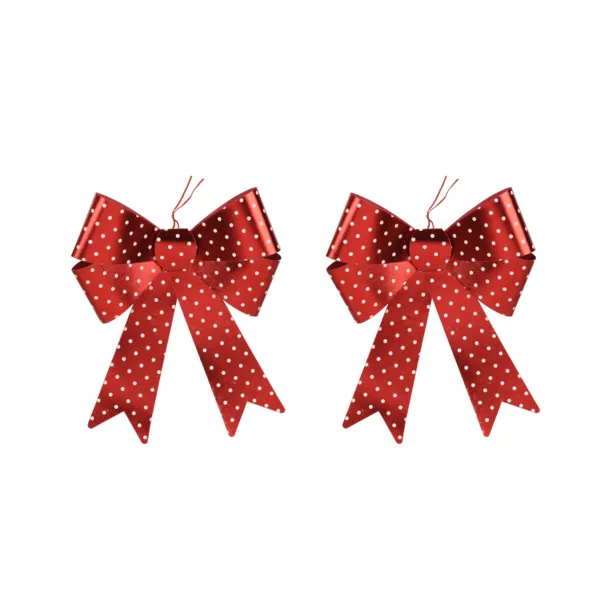 Set di 2 Fiocchi natalizi (H18 cm) Pois Rosso e bianco