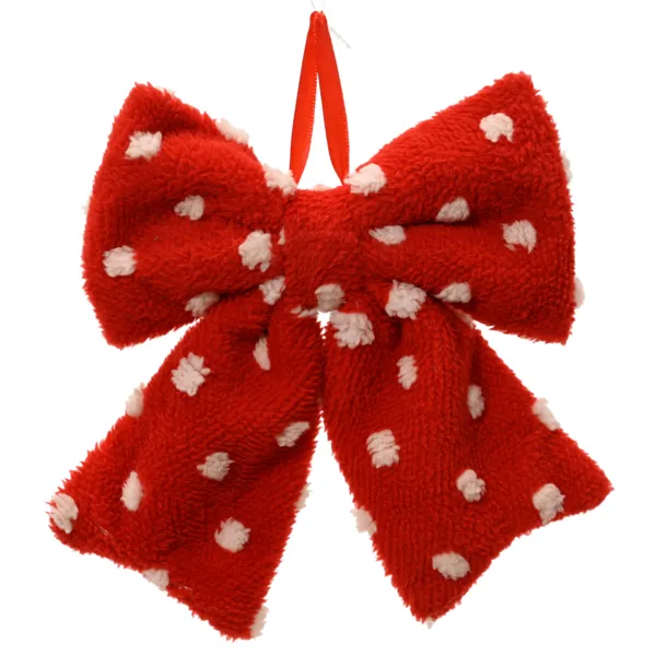 Lazo de Navidad (H12 cm) Dulzura de lunares Rojo y blanco