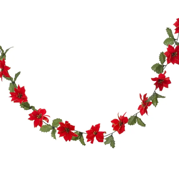 Ghirlanda di Natale (270 cm) Fiori di Stella di Natale Rosso