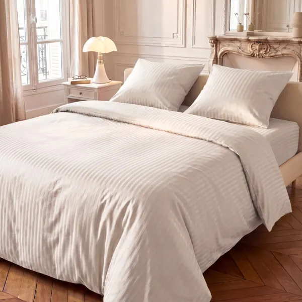 Copripiumino e due federe in satin di cotone (260 x 240 cm) Anselme Avorio