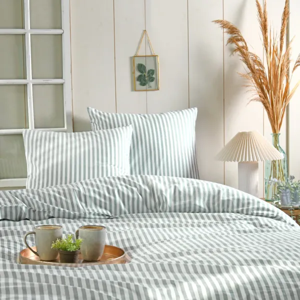Copripiumino e due federe in cotone (240 x 220 cm) Linea Verde salvia
