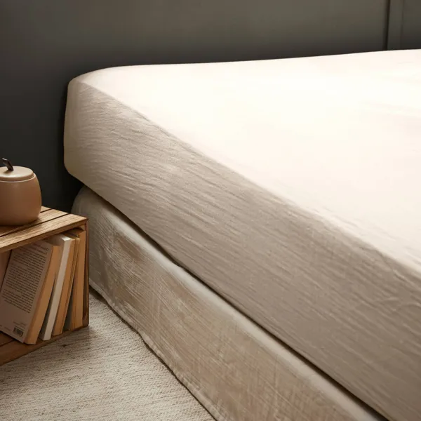 Lenzuolo sotto con angoli garza di cotone (120 x 190 cm) Ga�a beige