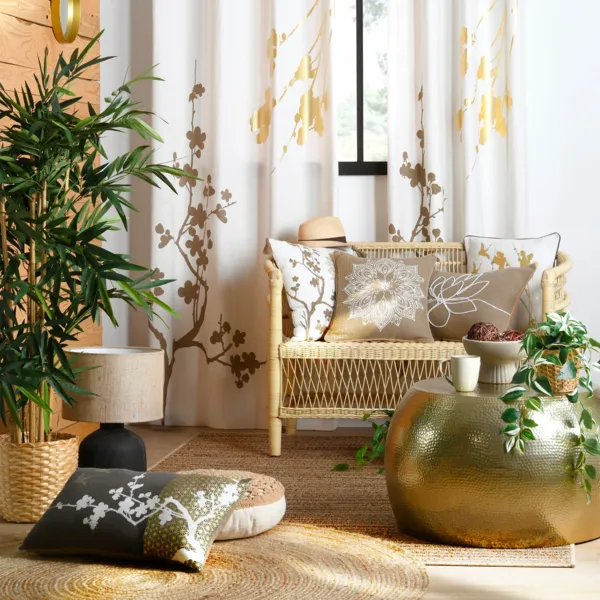 Tenda in cotone riciclato (140 x 260 cm) Zen Beige