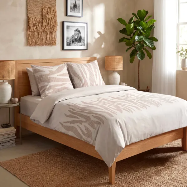 Copripiumino e due federe in cotone (240 x 220 cm) Felidae Beige