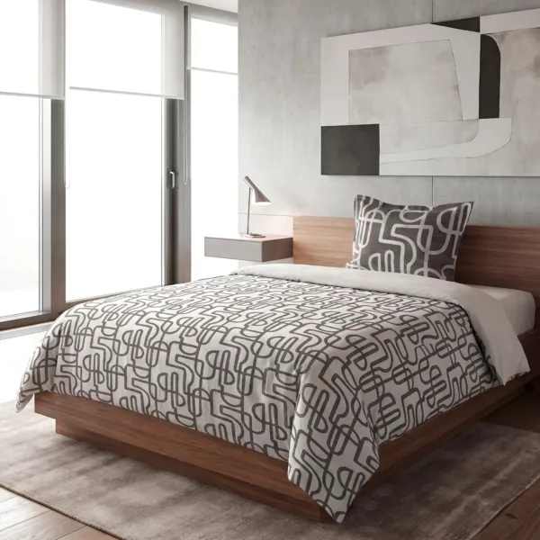 Housse de couette et une taie d'oreiller coton (140 x 200 cm) Elio Gris