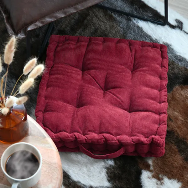 Quadratischer Boden-Kissenbezug aus Samt (45 x 45 cm) Dandy Weinrot