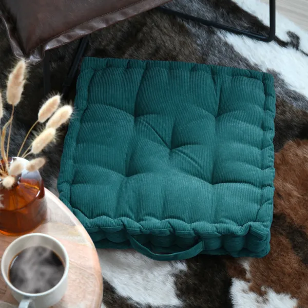 Quadratischer Boden-Kissenbezug Samt (45 x 45 cm) Dandy Pfauenblau