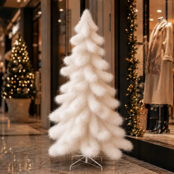 Albero di Natale artificiale (H180 cm) Furren pelliccia sintetica Bianco