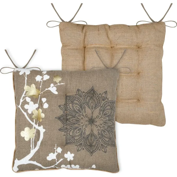 Cuscino quadrato per sedia in juta (38 x 38 cm) Zen Tortora
