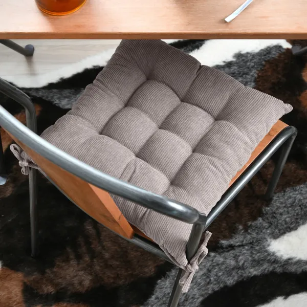 Coussin de chaise carr� velours c�tel� (38 x 38 cm) Dandy Gris