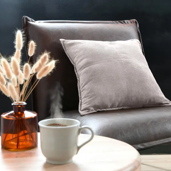 Coussin carr� velours c�tel� (45 x 45 cm) Dandy Gris 