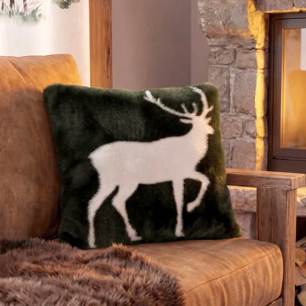 Cuscino quadrato in pile (45 x 45 cm) Brame Verde
