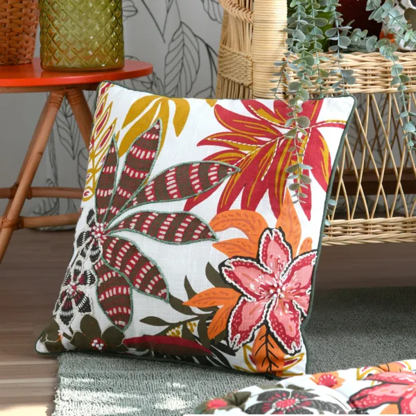Coussin carr� coton (45 x 45 cm) Tenali Multicolore